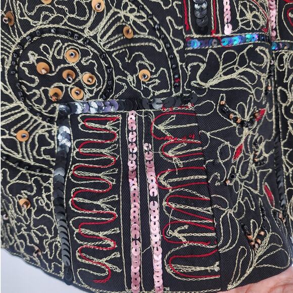 Vintage Anage Black Embroidered Patchwork Blazer Women’s Size Medium - Picture 14 of 16